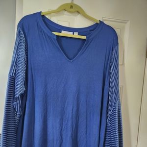 Belle by Kim Gravel blue v neck shirt
